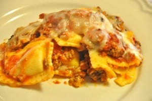 serving of baked lasagna