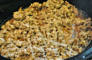 cooked ground beef in the crock pot