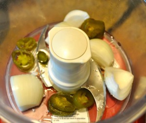 Jalapenos onions food processor Jalapenos and onions in a food processor