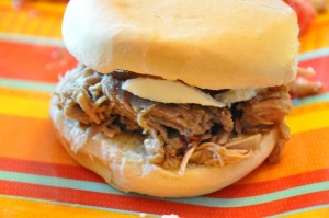 Crock Pot Dr. Pepper Pulled Pork Sandwich