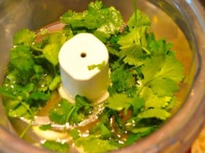 cilantro honey garlic in food processor