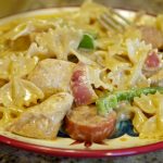 Cajun chicken and polish sausage pasta