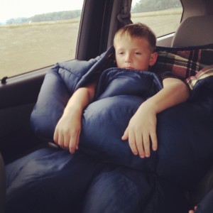 sleeping bag in van