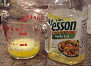 melted butter and oil