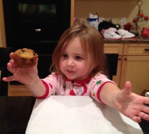Miss A eating a warm muffin Miss A eating a warm muffin