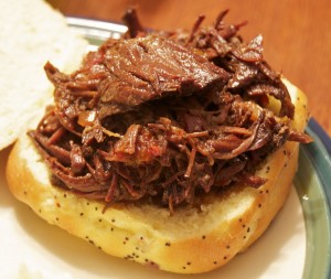 Dr. Pepper Shredded Beef Sandwich