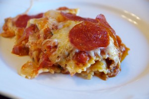 Pepperoni and Sausage Pizza Casserole