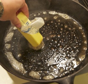 buttering cast iron skillet
