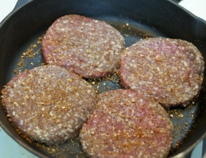 Hamburger Patties Frying