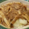 Beef and Noodles over mashed potatoes