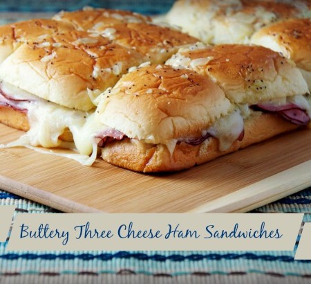 Buttery Three Cheese Ham Sandwiches
