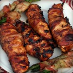 Bacon wrapped BBQ chicken