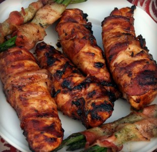 Bacon wrapped BBQ chicken