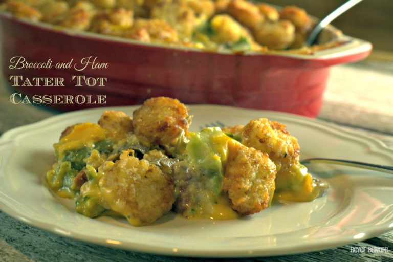 Broccoli and ham tater tot casserole is a great ham casserole that uses leftover ham and a great twist on a favorite casserole.