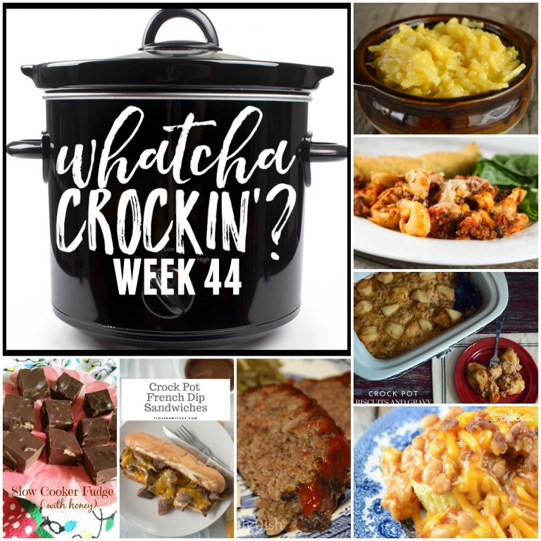 This week’s Whatcha Crockin’ crock pot recipes are all about comfort food, including Crock Pot Meatloaf, Cheesy Crock Pot Tortellini Casserole, 4 Ingredient Crock Pot Cheesy Potatoes, Crock Pot Biscuits and Gravy Casserole, Crock Pot Cheesy Chicken Chowdown, Slow Cooker Fudge Made with Honey, Crock Pot French Dip, Instant Pot Goulash and many more!