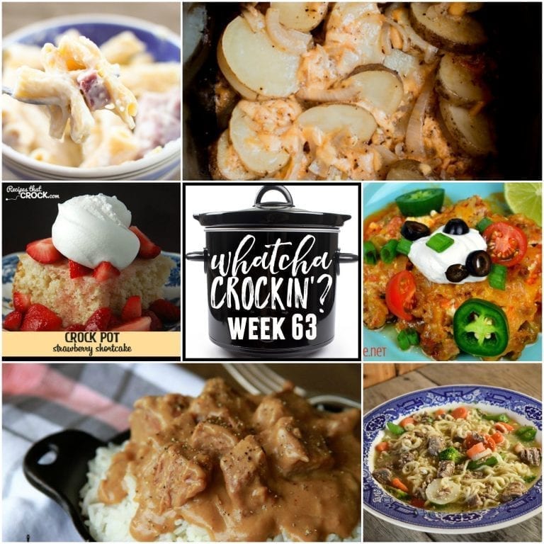 This week’s Whatcha Crockin’ crock pot recipes include Slow Cooker Campfire Potatoes, Ham and Cheese Pasta Bake, Crock Pot Strawberry Shortcake, Instant Pot Beef Ramen Bowls, Crock Pot Low-Carb Taco Lasagna, Slow Cooker Beef Tips and Rice, Slow Cooker Cabbage Kielbasa Soup and more!