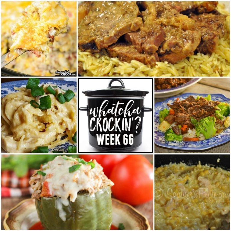 This week’s Whatcha Crockin’ crock pot recipes include Slow Cooker Cheesy Chicken and Rice, Instant Pot Italian Stuffed Peppers, Crock Pot Round Steak, Instant Pot Hawaiian Beef, Crock Pot Sweet Corn Sausage Rice Casserole, Smothered Chicken, Crock Pot Cheesy Chicken and Noodles and more!