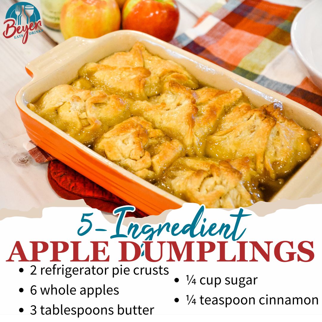 These 5-ingredient apple dumplings with refrigerator pie crust are warm, flaky, and SO easy to make!