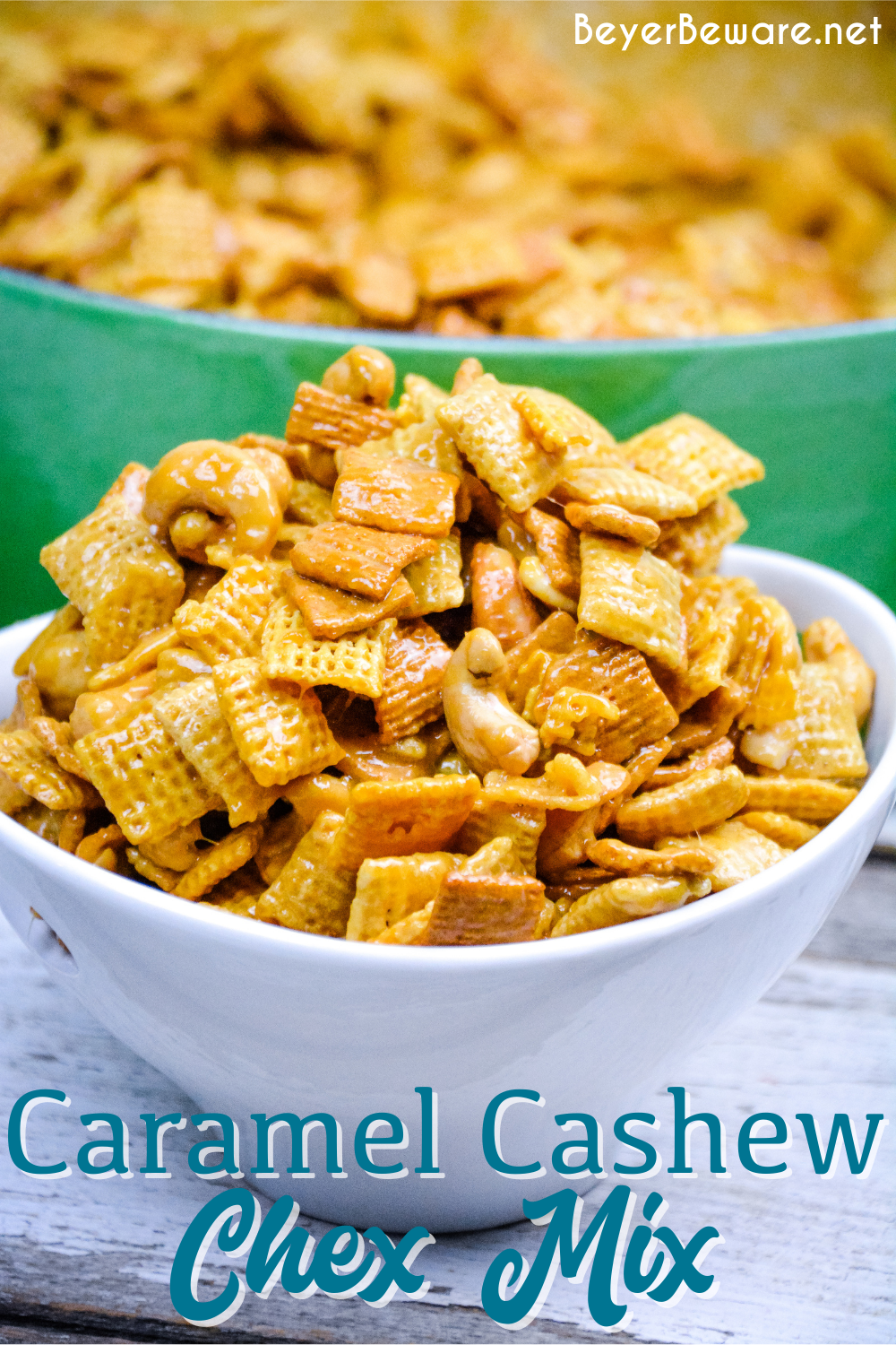 Caramel cashew chex mix is a sweet snack mix that combines Chex, Golden ...
