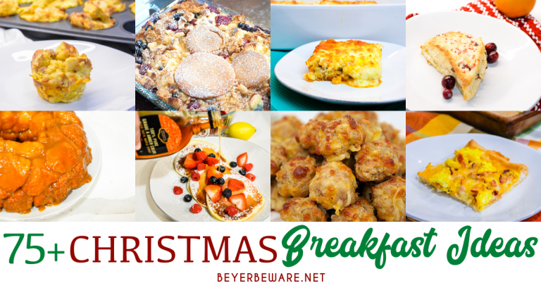 Christmas morning breakfast ideas from make-ahead breakfast casserole recipes to pastries and also breakfast drinks and cocktails to help feed your family without you spending all the time in the kitchen.