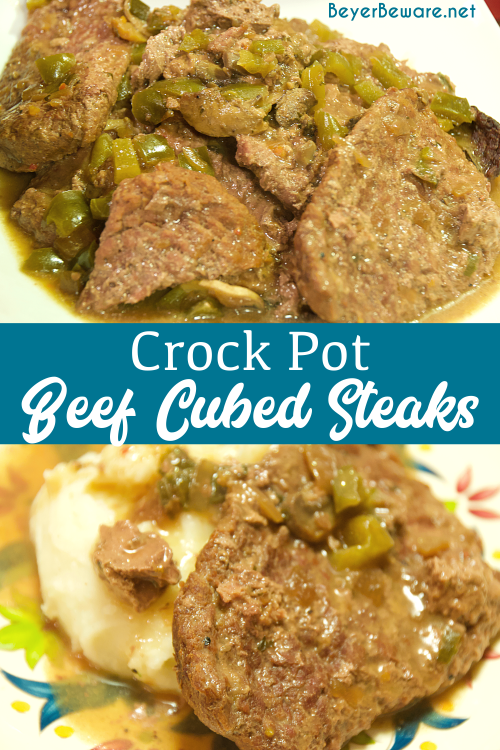 Crock pot beef cubed steak with gravy is a simple recipe that combines ...