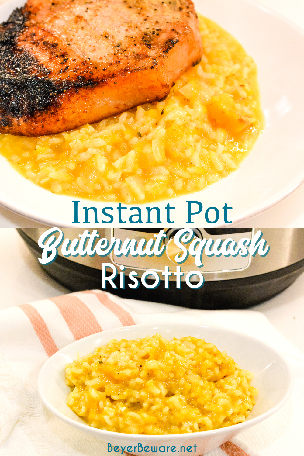 Instant Pot butternut squash risotto is a creamy risotto recipe has a ...