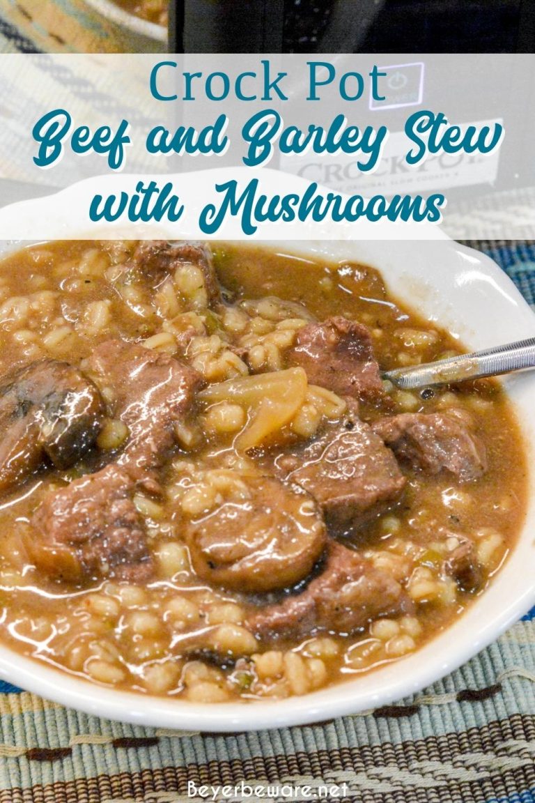 Crock Pot Beef and Barley Soup with Mushrooms - Beyer Eats and Drinks