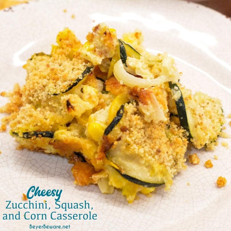 Cheesy Zucchini, Squash, and Corn Casserole