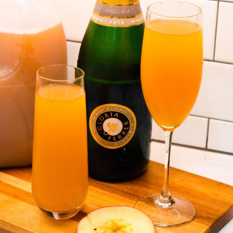 Kickoff Thanksgiving with these two-ingredient apple cider mimosas made with the combination of sweet apple cider and your favorite champagne or sparkling wine.