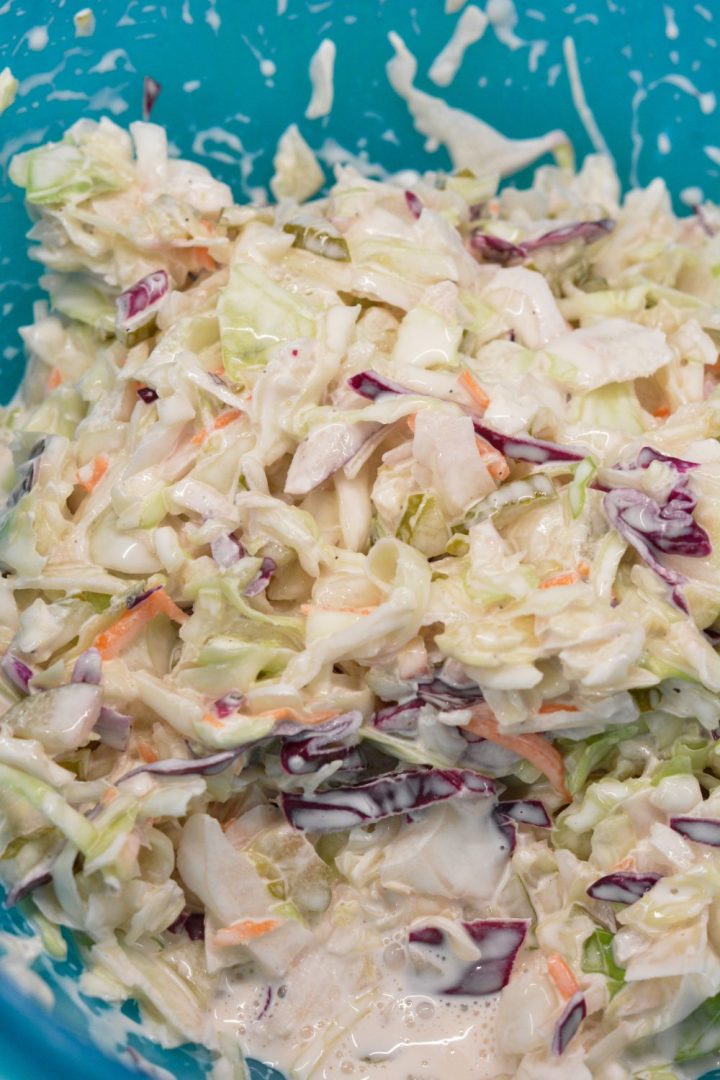 Creamy Pickle Coleslaw - Beyer Eats and Drinks