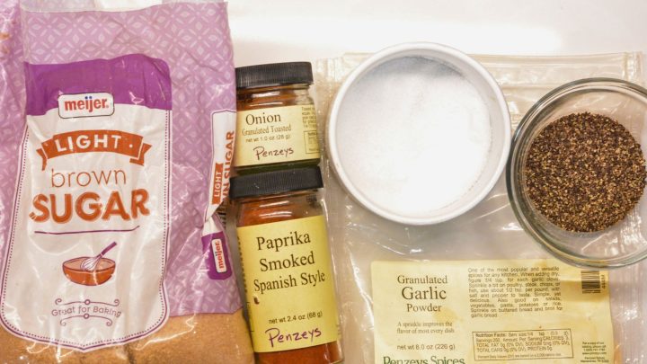 Pork Chops Dry Rub Recipe ingredients - Garlic powder

Toasted Onion powder

Smoked Paprika

Dried Mustard, ground

Brown sugar

Salt

Black Pepper