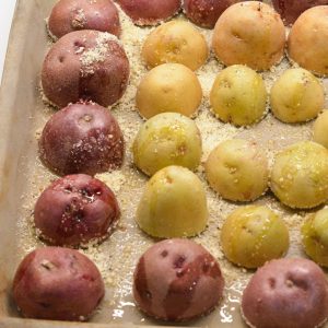 Bake for 25-30 minutes or until the Parmesan crust is golden brown and the potatoes are tender when pierced with a fork.