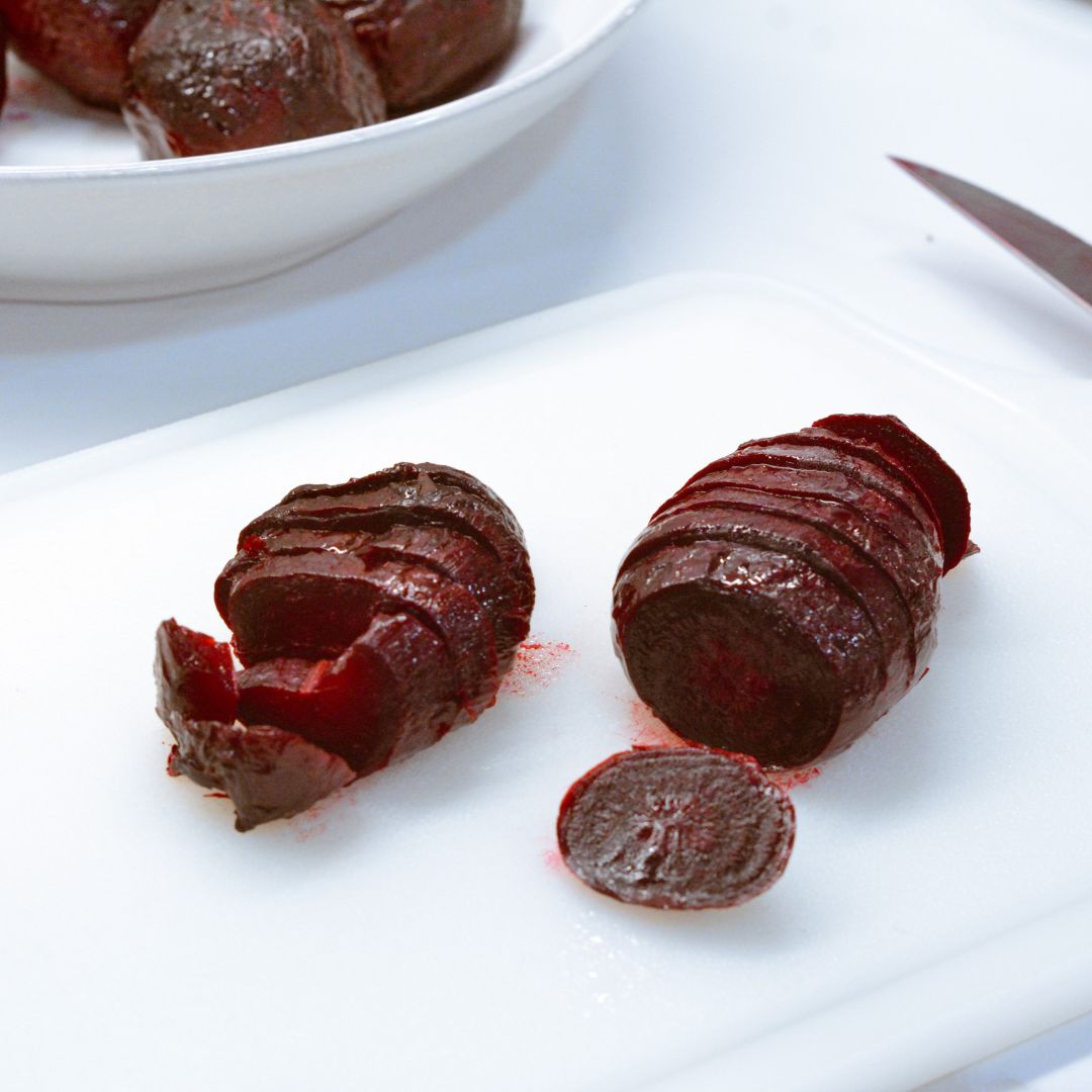 Slice, dice, or leave the roasted beets whole. They can be served warm or at room temperature. If you're not eating them right away, store the roasted beets in an airtight container in the refrigerator for up to a week.