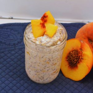 In the morning, give the oats a good stir. If the mixture is too thick, add a splash of milk to reach your desired consistency. If desired, top with additional peach slices and a sprinkle of granola for extra crunch.