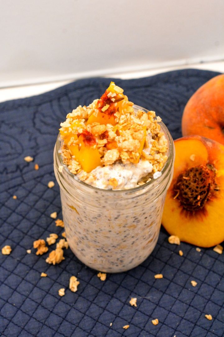 Discover a quick and high-protein breakfast with our Peaches and Cream Overnight Oats recipe, featuring chia seeds for added fiber and omega-3s. Perfect for meal prep and customizable to your taste, this creamy and delicious dish is ready to enjoy in the morning!