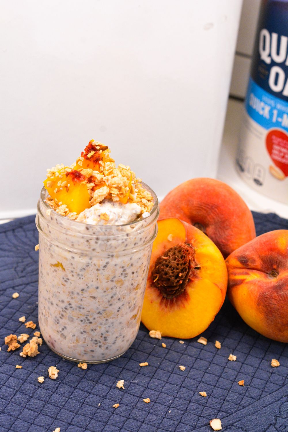 Discover a quick and high-protein breakfast with our Peaches and Cream Overnight Oats recipe, featuring chia seeds for added fiber and omega-3s. Perfect for meal prep and customizable to your taste, this creamy and delicious dish is ready to enjoy in the morning!