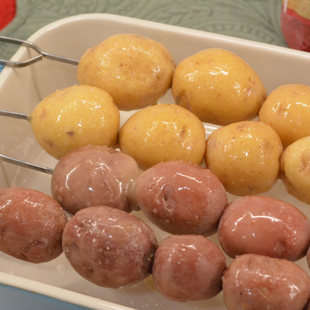 Assemble the Kabobs: Preheat your grill to medium-high heat. Thread the marinated potatoes onto skewers, leaving a small gap between each potato to ensure even cooking.