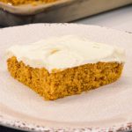 Moist, spiced, and topped with the creamiest frosting, these cake mix Pumpkin Bars with cream cheese frosting are a must-try fall dessert! Made with pumpkin puree and a box of spice cake mix, they’re simple to whip up and perfect for any gathering. Baked in a 10x15-inch pan for the ideal shareable treat.