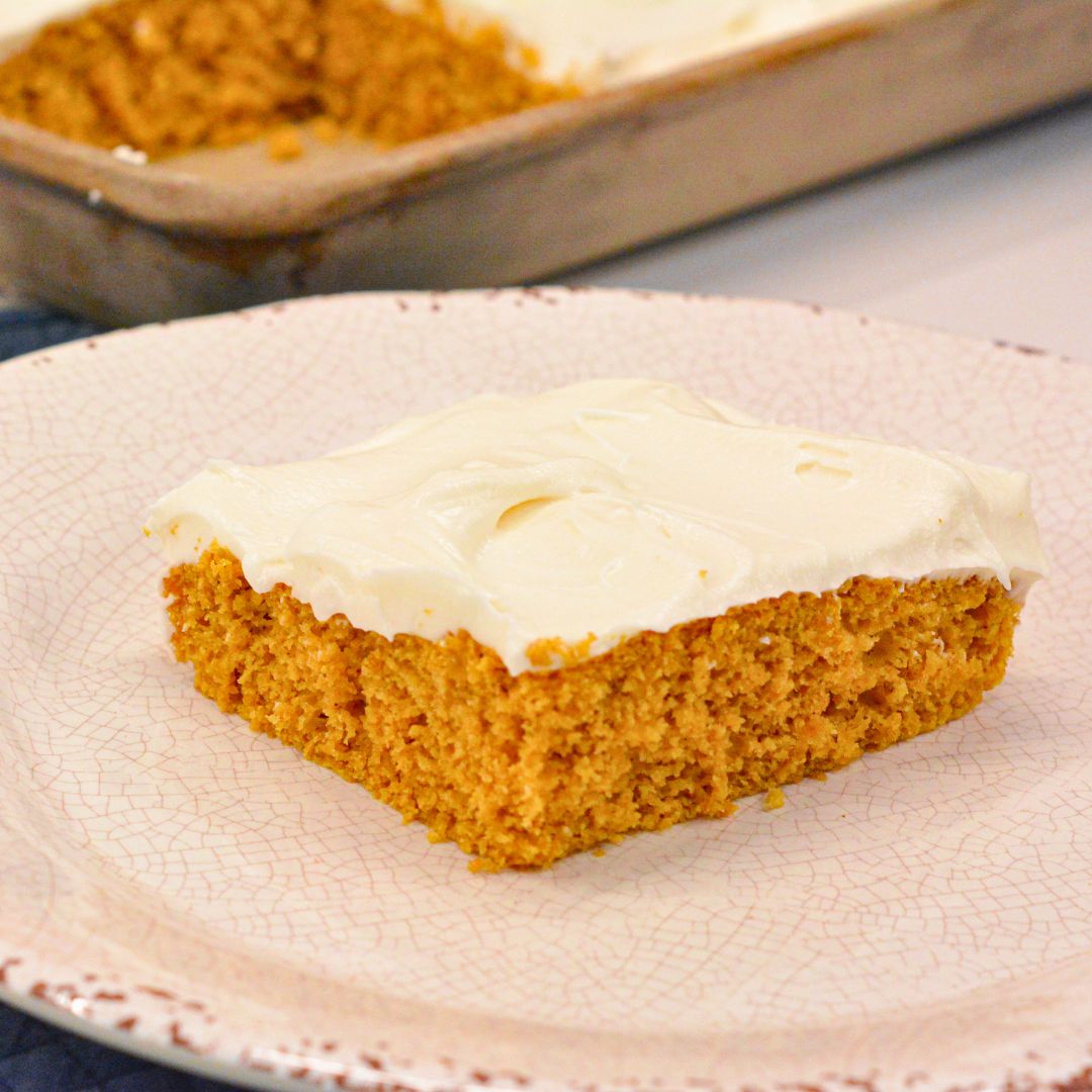 Moist, spiced, and topped with the creamiest frosting, these cake mix Pumpkin Bars with cream cheese frosting are a must-try fall dessert! Made with pumpkin puree and a box of spice cake mix, they’re simple to whip up and perfect for any gathering. Baked in a 10x15-inch pan for the ideal shareable treat.