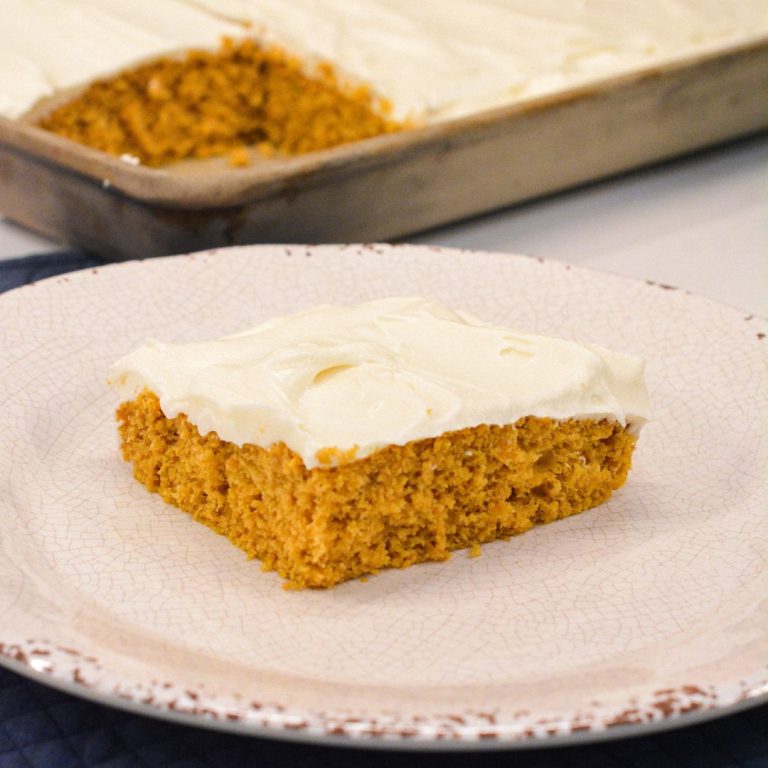 Moist, spiced, and topped with the creamiest frosting, these cake mix Pumpkin Bars with cream cheese frosting are a must-try fall dessert! Made with pumpkin puree and a box of spice cake mix, they’re simple to whip up and perfect for any gathering. Baked in a 10x15-inch pan for the ideal shareable treat.