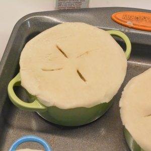 Bake: Place the pot pies in the oven and bake for 20–25 minutes, or until the crust is golden brown and the filling is bubbling.